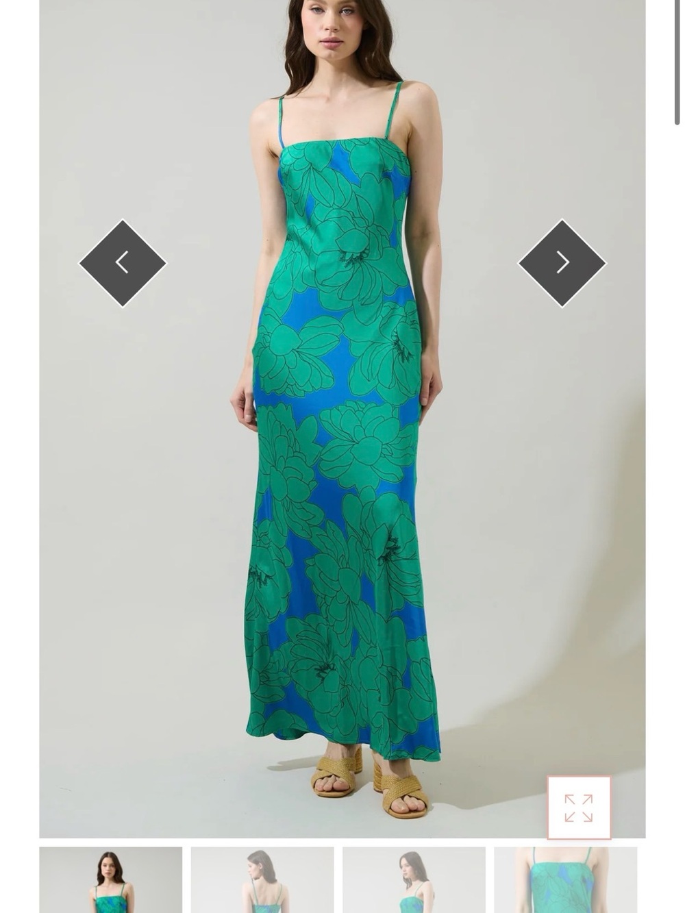 Sugarlips Blue and Green Floral Slip Maxi Dress